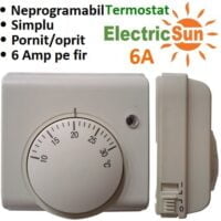 termostat mecanic, termostat cu fir, termostat ambient pret, termostat camera electricsun 6A
