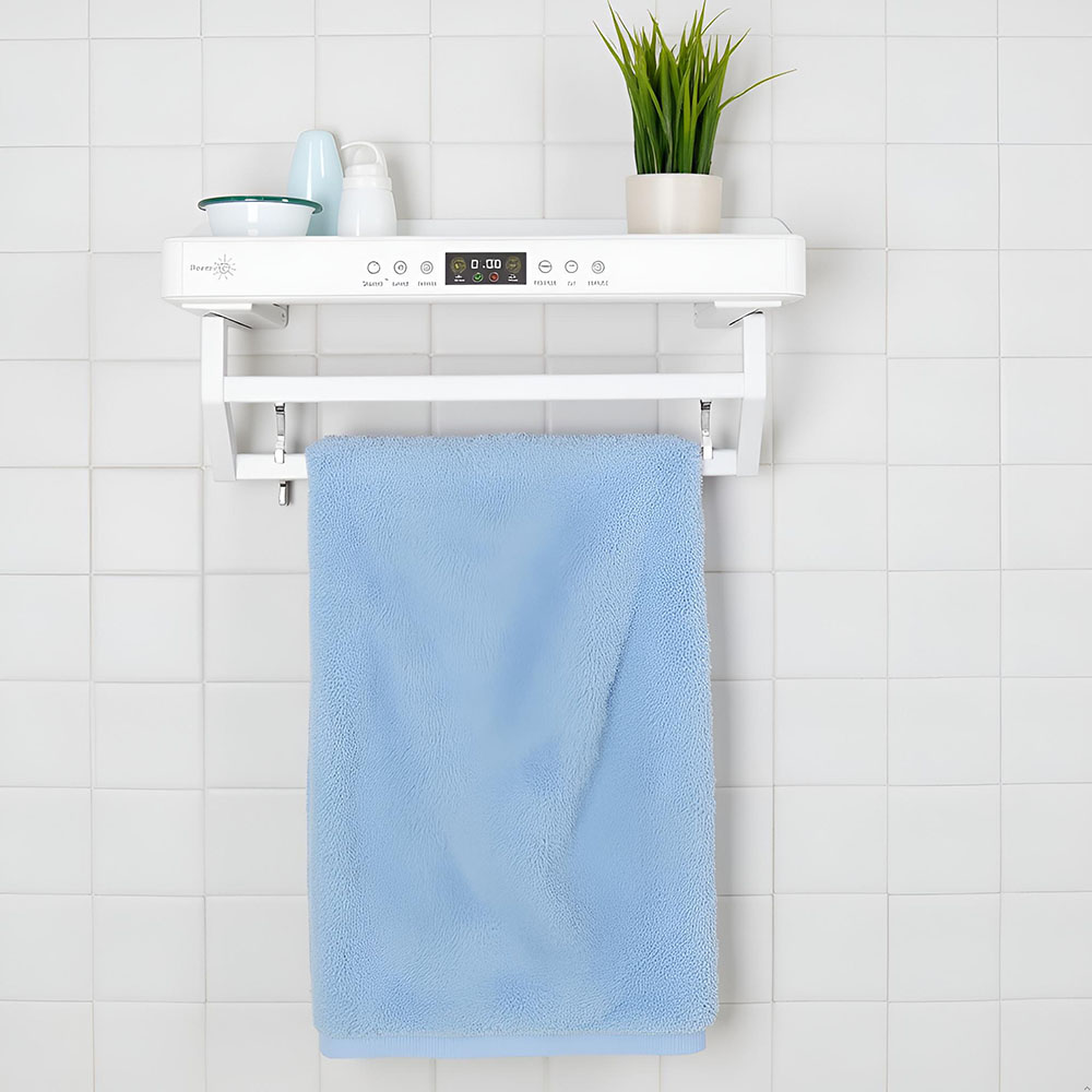 Elektromos törölköző szárító és sterilizáló, fürdőszobai vagy konyhai használatra, falra szerelhető, SZ60cm, 450W, ElectricSun PREMIUM Fehér