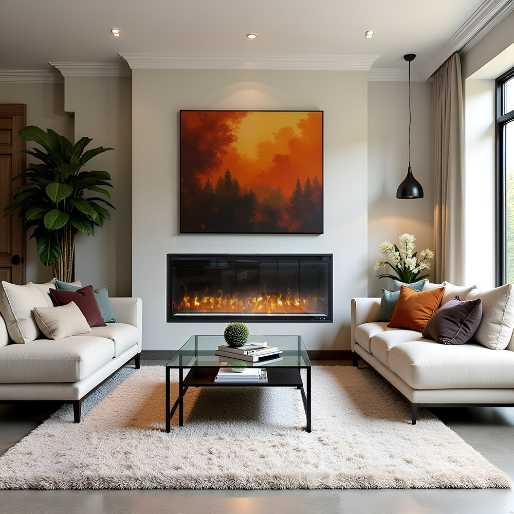 Chimeneas eléctricas de pared ElectricSun VERSALYS XS, de suelo o empotrable, con sonido