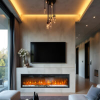 Wall Mounted Electric Fires, Free Standing, Incorporated ElectricSun VERSALYS Medium, with Sound Effect, 10 Colour, with APP, L153xH41x15cm
